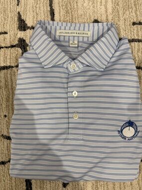 Holderness & Bourne Men’s Light Blue Striped Polo